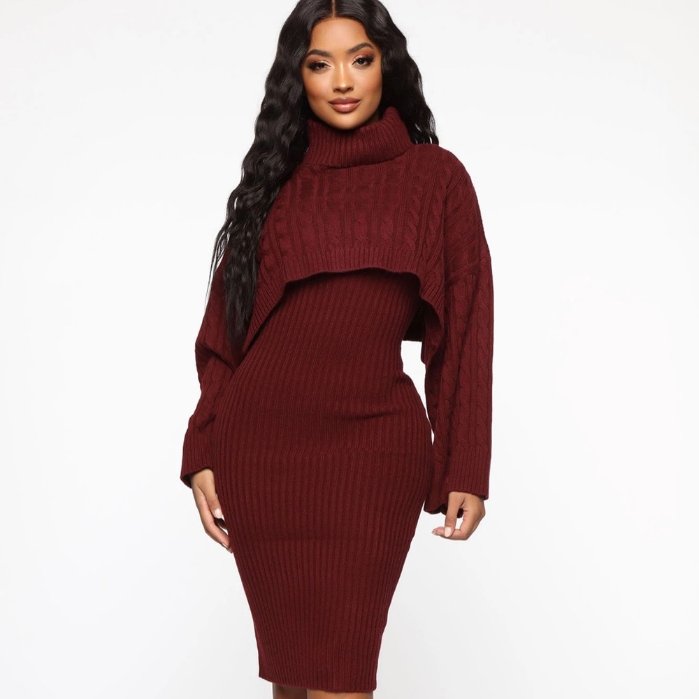 Large Burgundy Sweater Dress